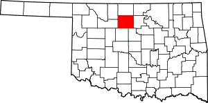 Map of Oklahoma highlighting Garfield County