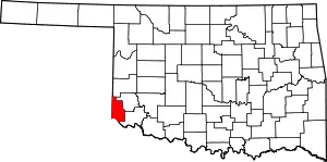 State map highlighting Harmon County