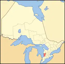 Huron County's location in relation to Ontario