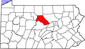 Map of Pennsylvania highlighting Clinton County