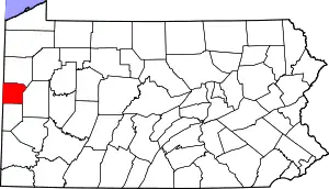 Location of Lawrence County in Pennsylvania