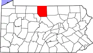 Map of Pennsylvania highlighting Potter County