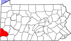 Location of Washington County in Pennsylvania
