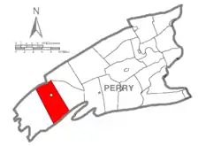 Map of Perry County, Pennsylvania highlighting Jackson Township