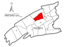 Map of Perry County, Pennsylvania highlighting Juniata Township