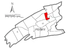 Map of Perry County, Pennsylvania highlighting Oliver Township