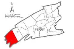 Map of Perry County, Pennsylvania highlighting Toboyne Township