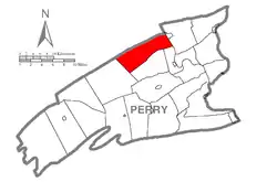 Map of Perry County, Pennsylvania highlighting Tuscarora Township