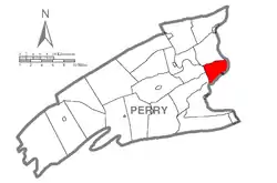 Map of Perry County, Pennsylvania highlighting Watts Township