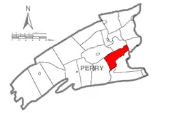 Map of Perry County, Pennsylvania highlighting Wheatfield Township