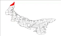 Map of Prince Edward Island highlighting Lot 1