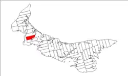 Map of Prince Edward Island highlighting Lot 14