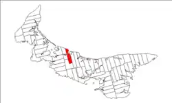 Map of Prince Edward Island highlighting Lot 21