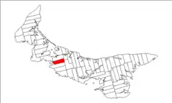 Map of Prince Edward Island highlighting Lot 25
