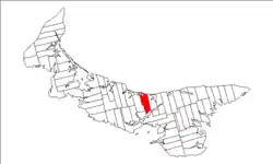 Map of Prince Edward Island highlighting Lot 34