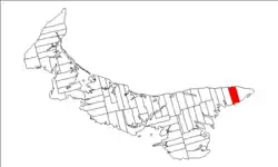Map of Prince Edward Island highlighting Lot 46