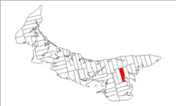 Map of Prince Edward Island highlighting Lot 53