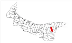 Map of Prince Edward Island highlighting Lot 54