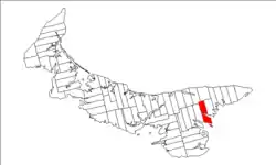 Map of Prince Edward Island highlighting Lot 55