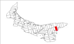 Map of Prince Edward Island highlighting Lot 56