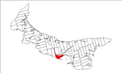 Map of Prince Edward Island highlighting Lot 65