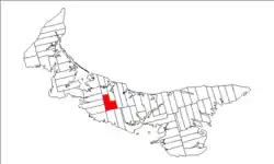 Map of Prince Edward Island highlighting Lot 67