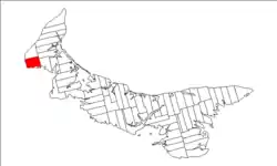 Map of Prince Edward Island highlighting Lot 8