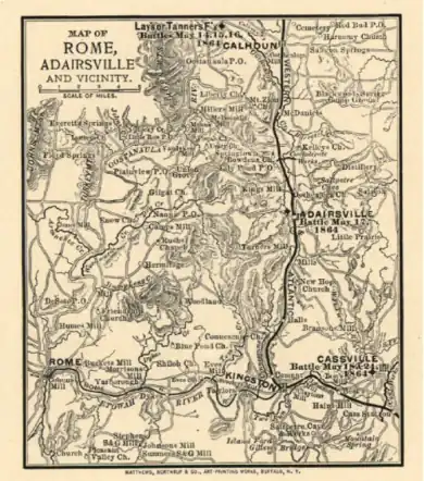 Label from 1864 map reads, Map of Rome, Adairsville and vicinity.