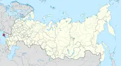 Location of the Republic of Crimea (red)in Russia (light yellow)