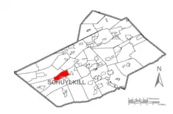 Map of Schuylkill County, Pennsylvania Highlighting Frailey Township