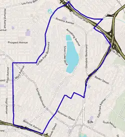 Silver Lake boundaries as drawn by the Los Angeles Times