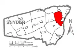 Map of Snyder County, Pennsylvania highlighting Penn Township