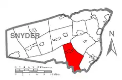 Map of Snyder County, Pennsylvania highlighting Perry Township