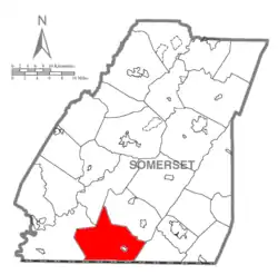 Map of Somerset County, Pennsylvania Highlighting Elk Lick Township