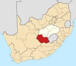 Location of Xhariep District Municipality within Free State