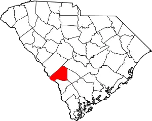 State map highlighting Barnwell County