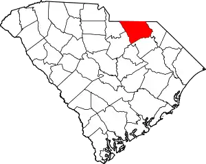 State map highlighting Chesterfield County