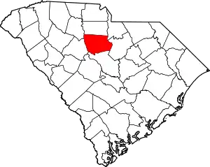 Map of South Carolina highlighting Fairfield County