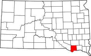 State map highlighting Bon Homme County