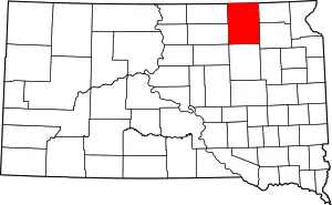 Map of South Dakota highlighting Brown County