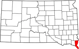 Map of South Dakota highlighting Union County