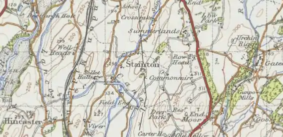 20th century map of Stainton, South Lakeland received from the Vision of Britain Website.