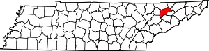 State map highlighting Grainger County