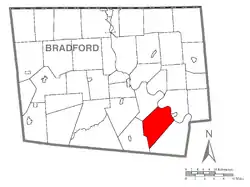 Map of Bradford County with Terry Township highlighted
