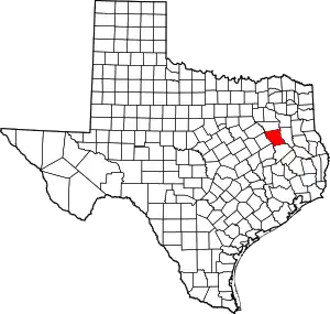 Map of Texas highlighting Anderson County