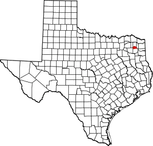 Map of Texas highlighting Camp County