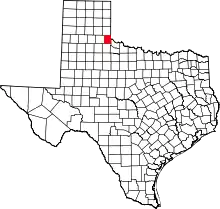 Map of Texas highlighting Childress County