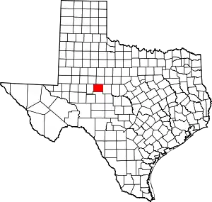 State map highlighting Coke County