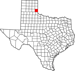 Map of Texas highlighting Collingsworth County