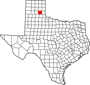 Map of Texas highlighting Donley County